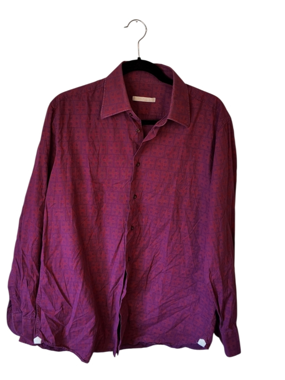 Men's Long-Sleeve Dress Shirt in Burgundy Purple Size 41